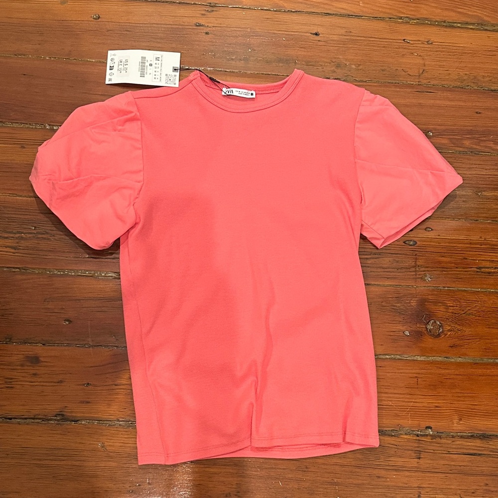 Zara Pink Puff Sleeve Top